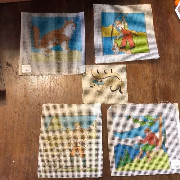 Vintage Lot of 5 Needlepoint Patterns or templates - Picture 1 of 6